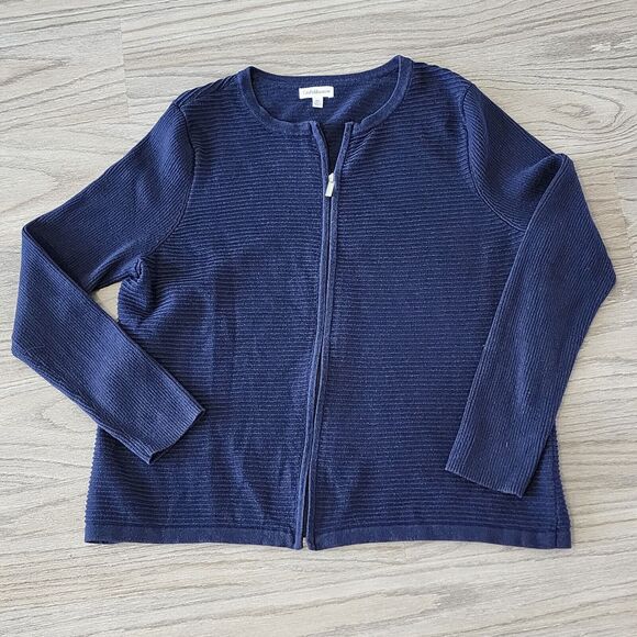 Croft & Barrow Zip Up Navy Blue Cardigan XL Business Workwear Casual - Picture 1 of 10